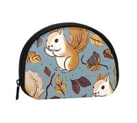 West Desert Cactus Mini Coin Purse Pouch Change Holder, Shell Shape Zip Around Wallet,Credit Card Holder for Women, Cute Squirrel, One Size, Classic