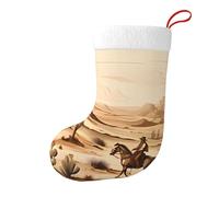 West Desert Cactus With Cowboys Riding Horses Christmas Stocking, Holiday Decoration Plush Santa Sock For Fireplace, Tree, Gifts, Candy