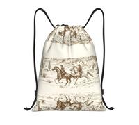 West Desert Cactus With Cowboys Riding Horses Drawstring Bags Waterproof Swimming Sports Backpack For School Beach Holiday Shopping Yoga