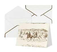 West Desert Cactus With Cowboys Riding Horses Greetings Romantic Card With Envelopes, Send To A Close Friend,Phnom Penh Pearl Paper Greeting Card