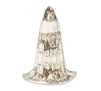 West Desert Cactus With Cowboys Riding Horses Hooded Cape For Teenagers Witch Vampire Cosplay Party Halloween Christmas Printed Long Cloak
