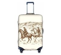 West Desert Cactus with Cowboys Riding Horses Luggage Cover Suitcase Trolley Case Protector Elastic Washable Anti Scratch Fit 18-32 Inch