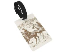 West Desert Cactus with Cowboys Riding Horses Luggage Tags Suitcases Handbag Tag Labels with Name Id Quickly Identify Travel Essential