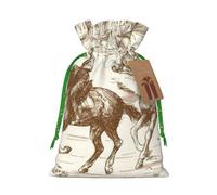 West Desert Cactus With Cowboys Riding Horses Print Charming Gift Bag,Cloth Gift Bags With Drawstring,Perfect For Small Gifts And Jewelry