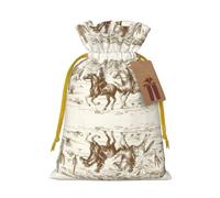 West Desert Cactus With Cowboys Riding Horses Printed Drawstring Gift Bags,Various Sizes, Bulk Plastic Packaging Bags