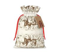 West Desert Cactus With Cowboys Riding Horses Printed Drawstring Gift Bags,Various Sizes, Bulk Plastic Packaging Bags
