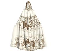 West Desert Cactus With Cowboys Riding Horses Printed Hooded Cloak Robe Cloak Witch Vampires Grim Reaper Devil For Boy Girl Cosplay Costume