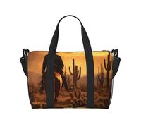 West Desert Cactus with Cowboys Riding Horses1 print Gym Bag for Women, Weekender Overnight Bag,Personal Item Bag, shoulder Bag for Women Men, Black, One Size