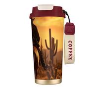 West Desert Cactus With Cowboys Riding Horses1 Print Stainless Steel Insulated Travel Coffee Mug, Camping Mug,Coffee Tumbler For Men Women