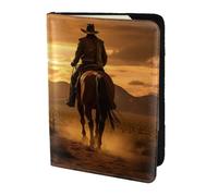 West Desert Cactus with Cowboys Riding Horses2 Print Passport Holder for Travel,Wallet Case RFID Blocking Leather Card Slot Protector
