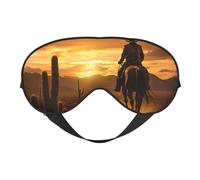 West Desert Cactus with Cowboys Riding Horses2 Print Silk Like Sleep Eye Mask Comfortable Blindfold Adjustable Soft Eye mask for Sleep