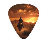 West Desert Cactus with Cowboys Riding Horses3 print Celluloid Guitar Plectrums for Acoustic Guitar Bass,Guitar Picks with Organizer Box