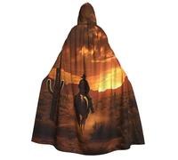 West Desert Cactus with Cowboys Riding Horses3 print Halloween Hooded Robe Cloak for Adult Men Women Wizard Vampire Knight Fancy Cool Cape Costume