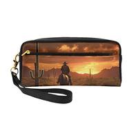 West Desert Cactus with Cowboys Riding Horses3 Print Women Makeup Bag Cosmetic Pouch Stationery Pencil Case Toiletry Travel Companion
