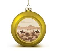 West Desert Cowboys Riding Christmas Tree Ornaments 4CM Shatterproof Pc Plastic Balls with Lanyard Baubles Hanging Christmas Ball Ornaments for Xmas Tree Holiday Party Wedding Home Decorations