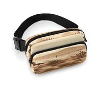 West Desert Green with Cowboys Riding Horses Fanny Pack Belt Bag with Adjustable Strap Fashion Waist Bag for Outdoor Sports Hiking, white, 20x13cm, Full Printed Waist Bag