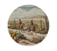 West Desert with Cowboys Riding Horses Prints Round Mouse Pad 1 PCS,Non-Slip Rubber Base Mousepad Mouse Mat for Laptop Computer Office 7.9 x 7.9 Inch