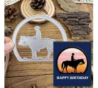 West Farm Horse Half Circle Metal Die Cuts,Merry Christmas Cowboy Horse Cutting Dies Cut Stencils for DIY Scrapbooking Album Decorative Embossing Paper Dies for Card Making