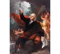 West Franklin Drawing Electricity Sky Lightning Painting Large Wall Art Print Canvas Premium Mural