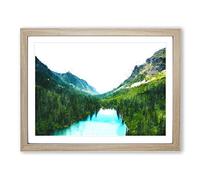West Glacier In Lake Montana Painting Modern Art Framed Print | A2 Oak Framed Wall Art | Ready to Hang | Modern Landscape Picture | Living Room Bedroom Lounge Office