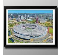 West Ham FC Gifts, London Stadium Framed Print, Poster, Wall Art, Football Club Memorabilia. The Hammers. (Black Frame, 43cm x 33cm)