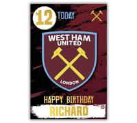 West Ham Football Club Birthday Card with Stickers to Personalise your Age and Name, Burgundy Red