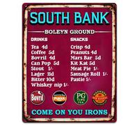 West Ham Football Metal Wall Sign, Vintage Snack Bar Terrace Plaque, Retro Club Refreshments, Man Cave Home Bar Decor Dad Birthday Gift - RBS60
