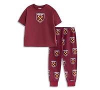 West Ham United Boys Maroon Short Sleeve Long Leg Pyjama Set | Logo Print Nightwear for Sleeping & Lounging | Comfortable Kids PJs | West Ham Merch - 7-8 Years