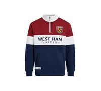 West Ham United F.C. Football Fans 1/4 Zip Sweatshirt, Adults West Ham Crest Casual Top, Mens Hammers Sweatshirt With Zip, WHU Supporters Match Day Top (UK, Alpha, S, Regular, Regular, Multicolor)