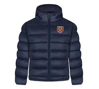 West Ham United FC Boys Quilted Jacket Hooded Winter Coat Official Gift Navy Blue 8-9 Years