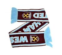 West Ham United FC Crest Jacquard Scarf (One Size) (Claret Red/Sky Blue)