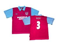 West Ham United FC Men's 1995 - 1996 West Ham Centenary Pony Home Shirt - Dicks 3 in Crimson | Size: Medium West Ham United FC Crimson M