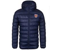 West Ham United FC Mens Quilted Jacket Hooded Winter Coat Official Gift Navy Blue Medium