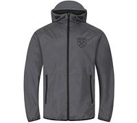 West Ham United FC Mens Shower Jacket Windbreaker Peaked Hood Grey Large