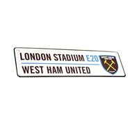 West Ham United FC New Crest 3D Embossed Metal Hanging Street Sign (One Size) (White/Black)