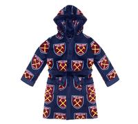 West Ham United FC Official Gift Boys Fleece Dressing Gown Robe Navy Crest 3-4 Years