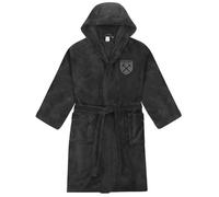 West Ham United FC Official Gift Mens Fleece Dressing Gown Robe Grey Large