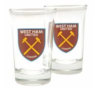 West Ham United FC Shot Glass Set (Pack of 2) (One Size) (Clear/Maroon)