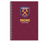 West Ham United FC Spiral Crest A5 Notebook, Notebooks, Lined Pages, Gift