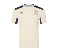 West Ham United FC Umbro Men's Pro Training Short Sleeve Tee, Ecru/Spellbound, XS
