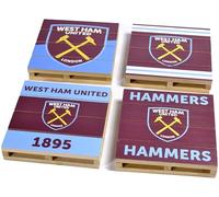 West Ham United Football Club Wooden Pallet Coasters, Set of 4, Official Team Logo Design