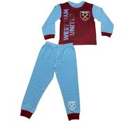 West Ham United Official Boys Football Pyjamas, Claret and Sky Blue, Cotton, Ages 4-12 Years, Long Sleeve Top and Bottoms Set (UK, Age, 7 Years, 8 Years)