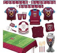 West Ham United Official Party Supplies Set, 75-Piece Football Party Decorations, Serves 6, with Balloons and Tableware | For Birthday & Matchday celebrate (75)
