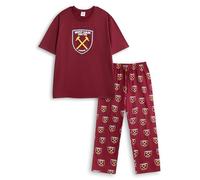 West Ham United Unisex Maroon Short Sleeve Long Leg Pyjama Set | Classic Sleepwear with Team Logo | Sports Nightwear for Adults | Comfortable Loungewear | West Ham Merch - Large
