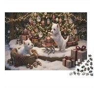 West Highland Terrier 1000 Piece Cardboard Jigsaw Puzzle Snowy Tree for Adult Stress Relief Seekers Home Entertainment Unique Pattern 70x50cm/1000pcs