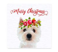 West Highland Terrier Christmas Card - Holly Crown - Single Luxury Card - Westie Gifts - Gifts for Westie Lovers