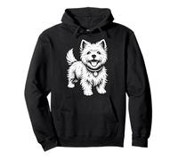 West Highland Terrier Dog Line Art Portrait Graphic Pullover Hoodie