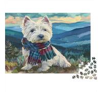 West Highland Terrier-Painting Style Dog Art Puzzles for Adults 1000 Pieces with Anti-glare Surface Jigsaws for Adults for Relaxing Activities for Adults And Mindfulness Activities As Mother‘s Day Gi