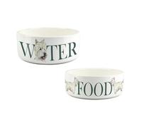 West Highland Terrier Pet Bowl Set - Painted Dog Portraits by Rhiannon Chauncey - Small & Large White Ceramic Food/Water Dishes For Dogs (Set of 2)