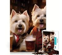 West Highland Terrier Pub 1000-piece Jigsaw Puzzles Brain Focus Game Expert Cutting Craftsmanship Fascinating Hobby for Idle Moments (38x26cm)